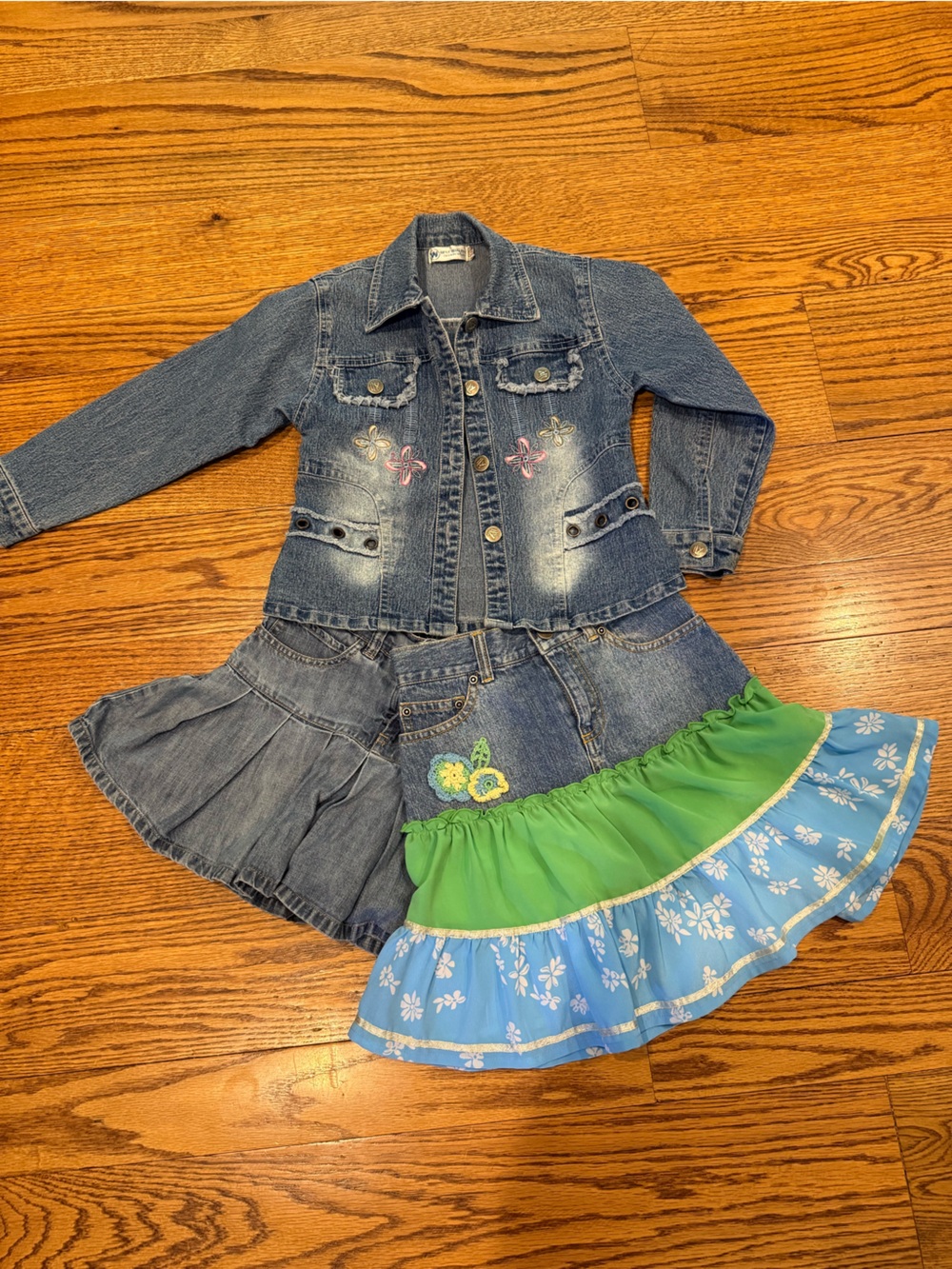 Girls' Blue Denim Jean Jacket with Skirt Set size 7